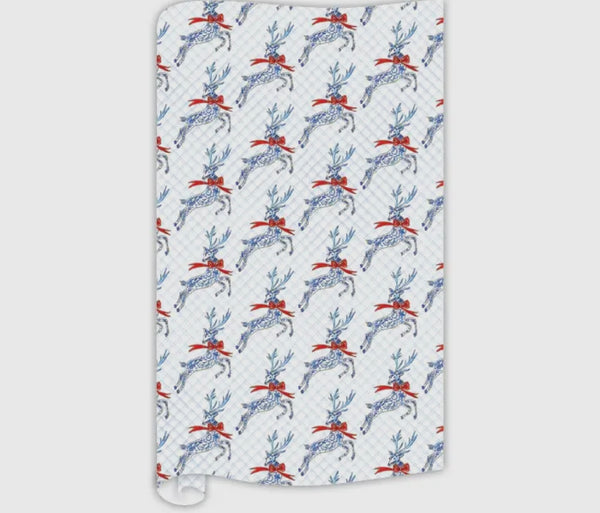 Hand Painted Holiday Reindeer Wrapping Paper