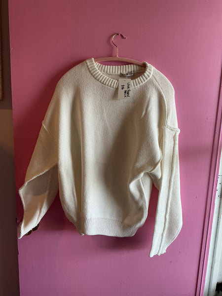 White Round Neck Sweater