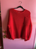 Knit Red Pocket Sweater