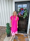Pink Lace Trim Dress