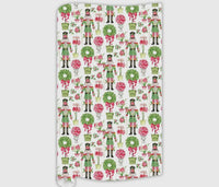 Hand Painted Poinsettia Nutcracker w/ Red and Green Pattern Wrapping Paper