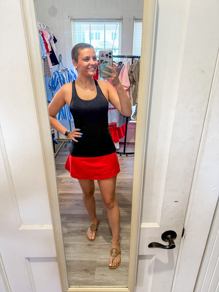 Red Athletic Skirt (Shorts Underneath)