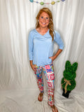 Light Blue V-Neck Blouse