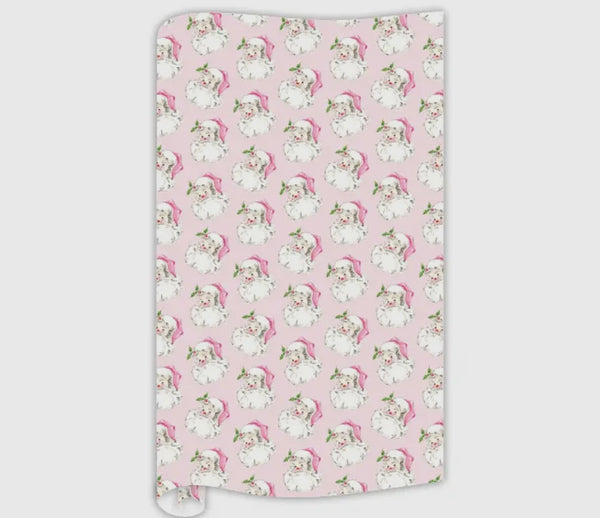 Hand Painted Pink Santa Wrapping Paper