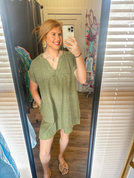 Spring Whisper Dress (Olive Green)