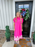 Pink Lace Trim Dress