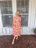 Pink palm paradise dress