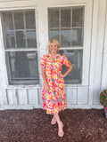 Pink palm paradise dress