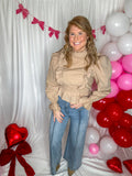 Beige ruffle top