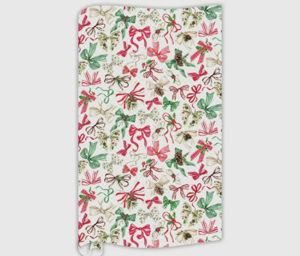 Hand Painted Red and Green Christmas Bows Wrapping Paper