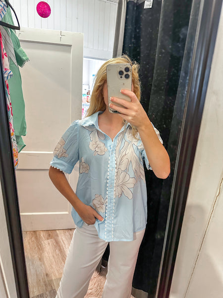 Heather Blooms Top Blue