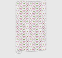 Hand Painted Pink Holly and Bows Wrapping Paper