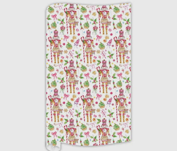 Hand Painted Pink Candy and Gingerbread Nutcrackers Wrapping Paper