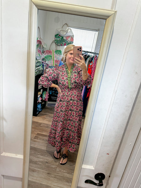 Sage and Pink Floral Dress