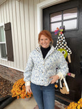 Blue Floral Quilted Jacket