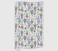 Hand Painted Blue Chinoiserie Ornament and Nutcrackers Wrapping Paper