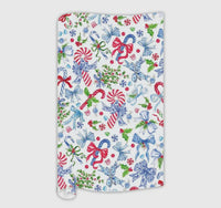 Hand Painted Blue Chinoiserie Bows w/ Candy Canes Wrapping Paper
