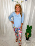 Light Blue V-Neck Blouse