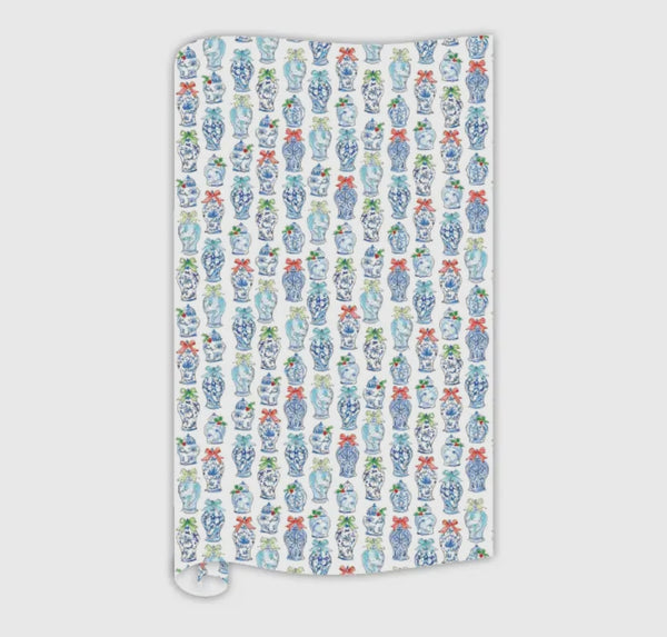 Hand Painted Holiday Ginger Jars Wrapping Paper