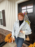 Blue Floral Quilted Jacket